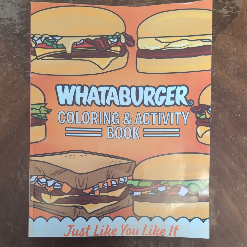 Rare Whataburger Coloring & Activity Book for Kids and Adults Unused! Very Good